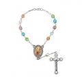  SAINT CHRISTOPHER MULTI COLOR GLASS BEADS AUTO ROSARY 